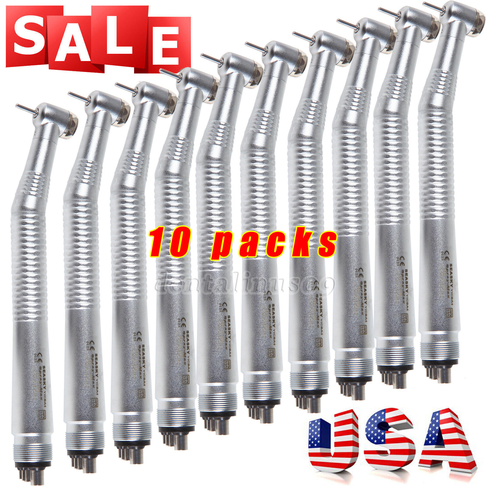 10 Pcs Seasky NSK PANA MAX Style Dental High Speed Turbine Handpiece Push 4Hole