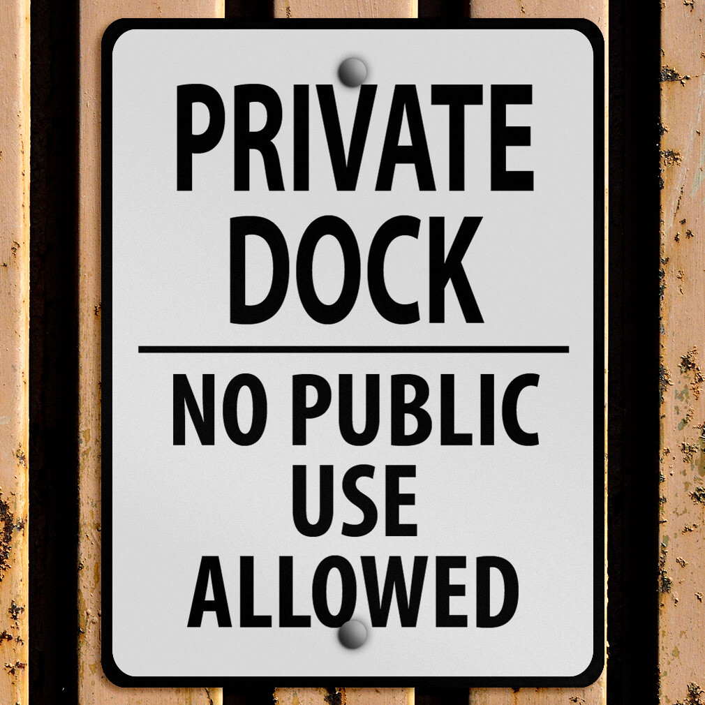 Vertical Metal Sign Private Dock F Restricted Access Weatherproof Street