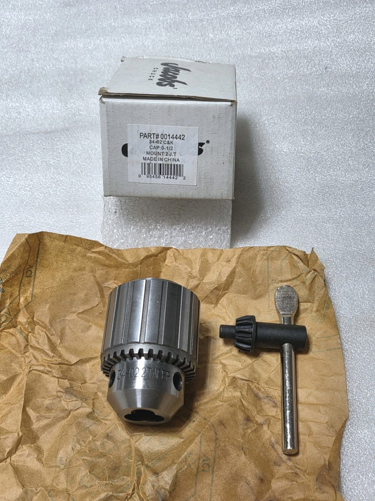 Jacobs Chuck 14442, 34-02, Capacity 0-1/2″ , Tapered Mount 2 J. T.