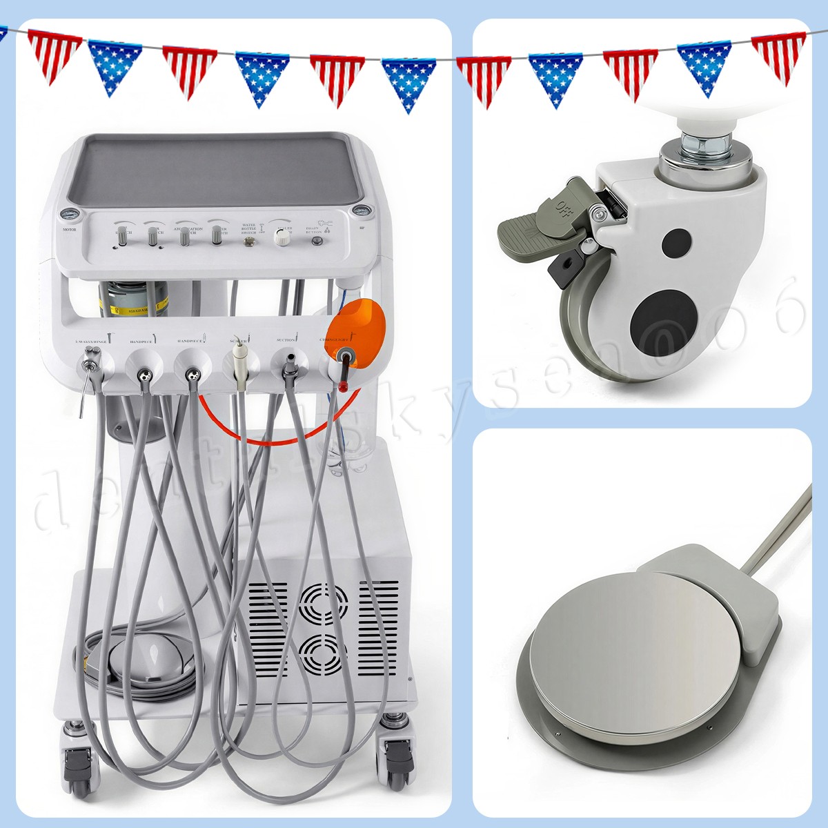 Dental mobile Delivery Unit Treatment Cart with Compressor scaler Curing Light