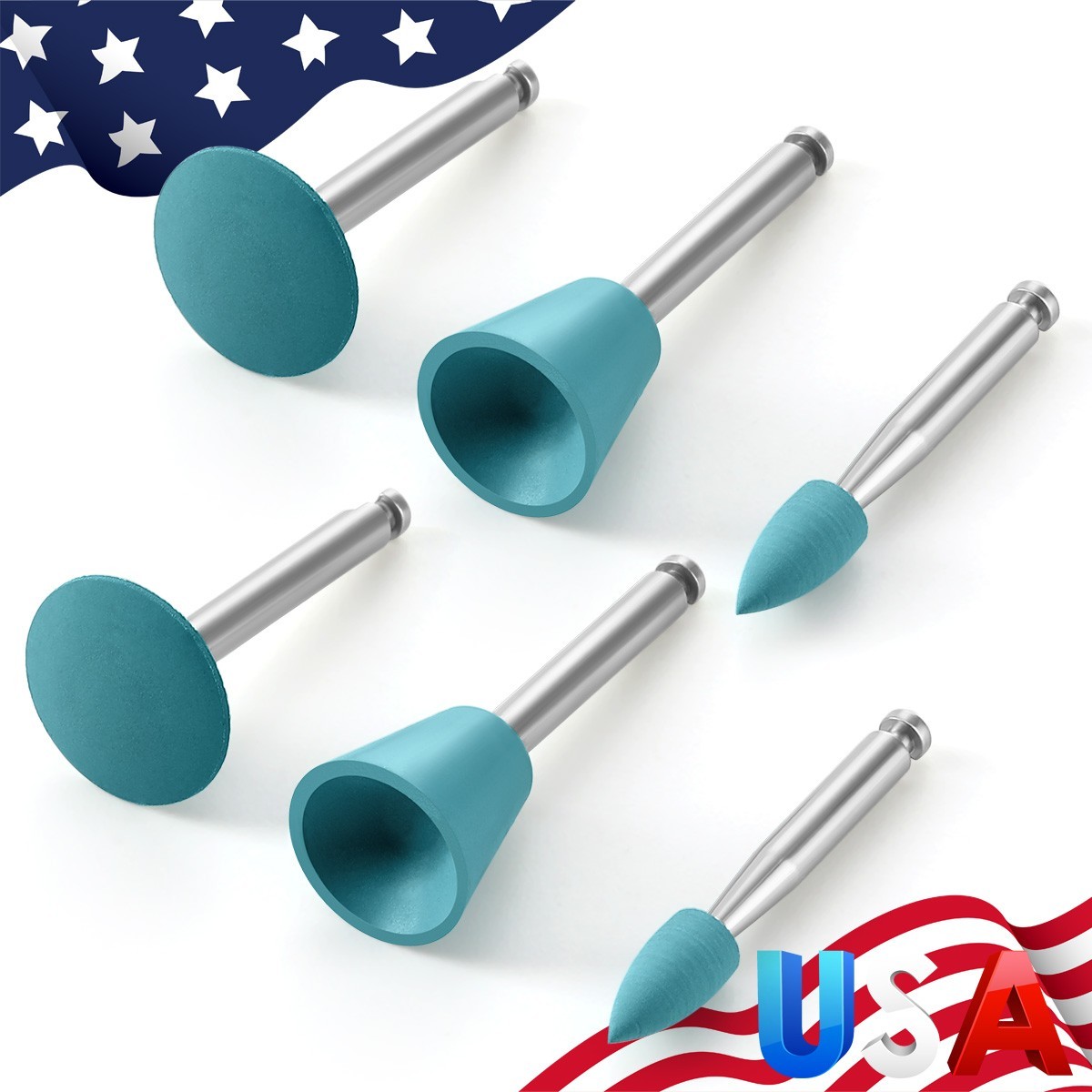 AZDENT 14Pcs Dental Composite Polishing Silicone Rubber Discs Burs Kit 2.35MM