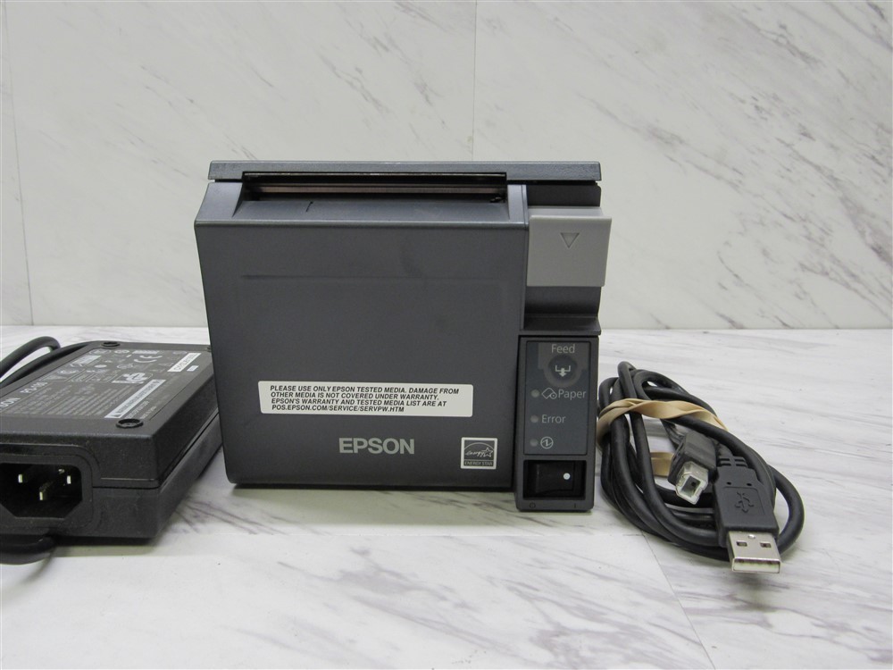 EPSON TM-T70II POS THERMAL RECEIPT PRINTER M296A w/ USB + PWR SUPPLY