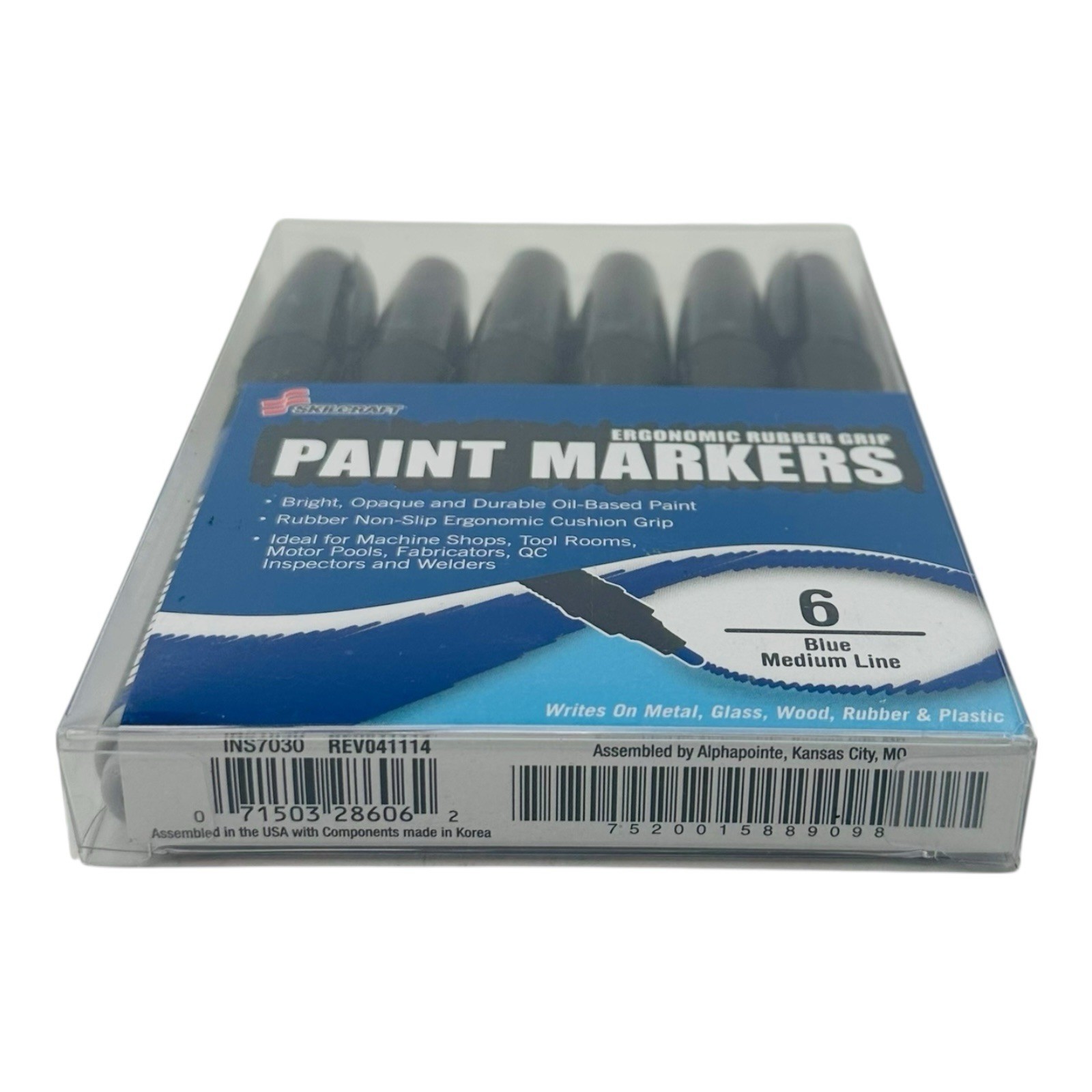 6 Count Oil Based BLACK Paint Markers for Wood Metal Glass Plastic – Rubber Grip