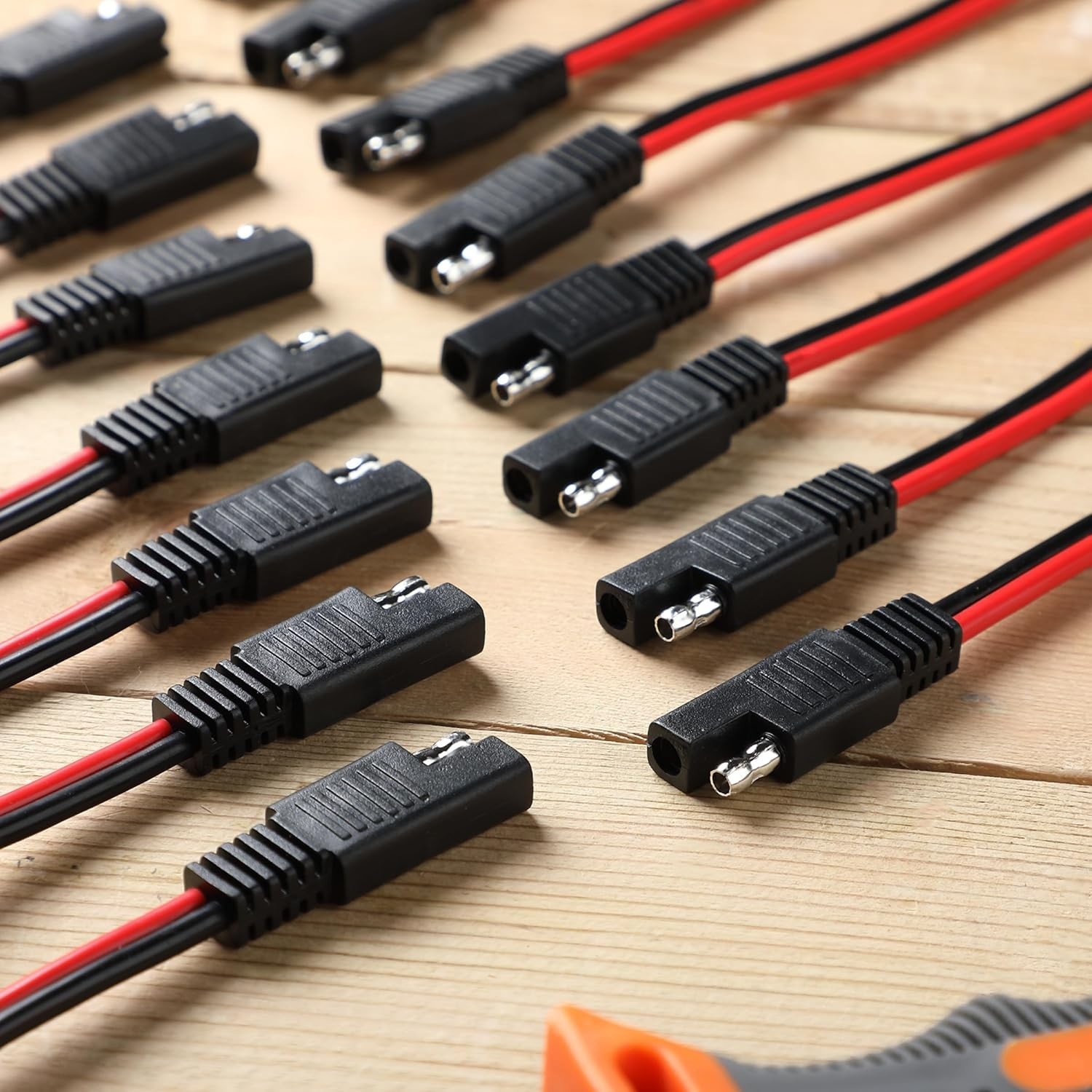 2 or 16 Pack SAE Connector 12 Inch 14 AWG Copper Wire 2 Pin Single Plug Connecto