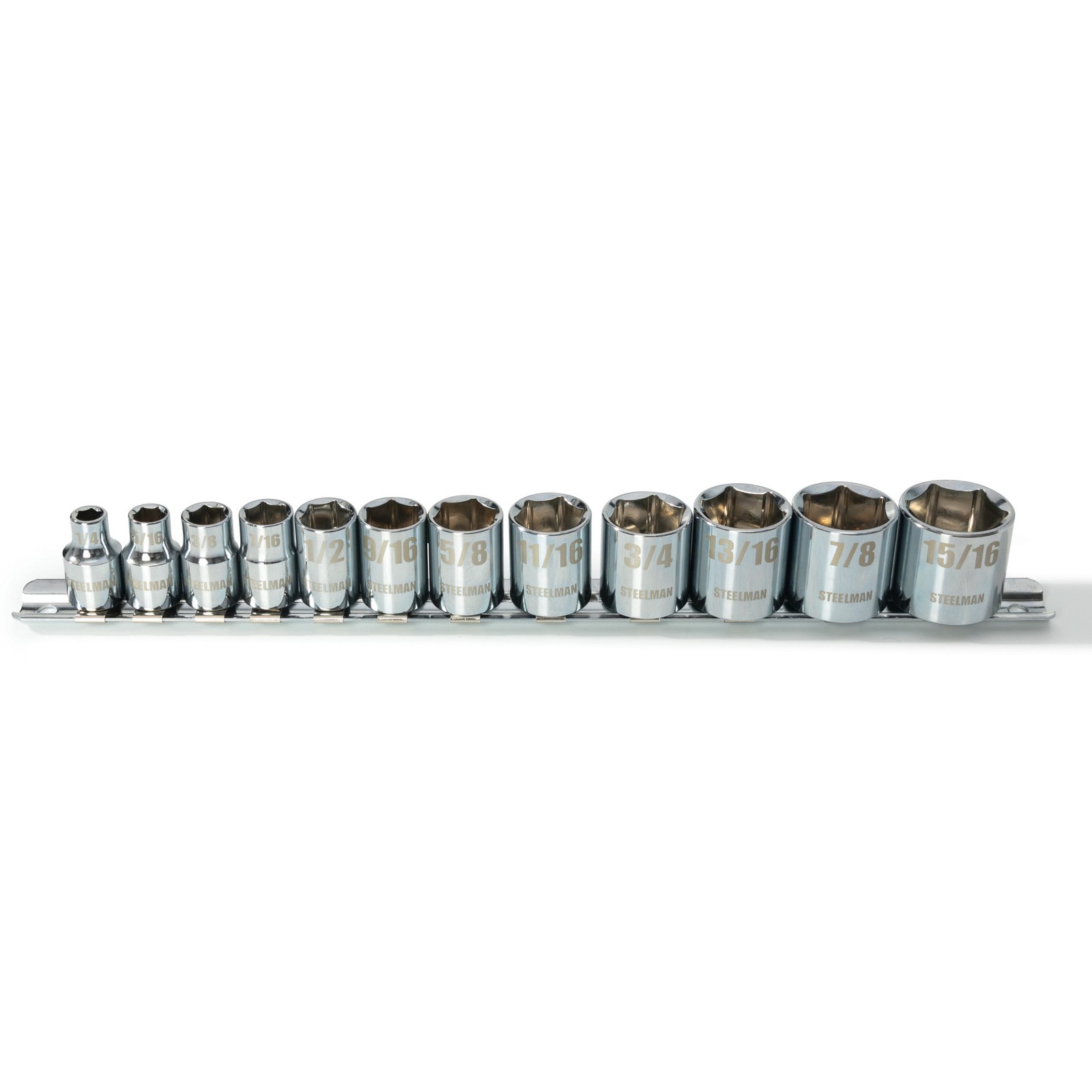 STEELMAN 12-Piece 3/8-Inch Drive SAE Shallow 6-Point Socket Set, 78201