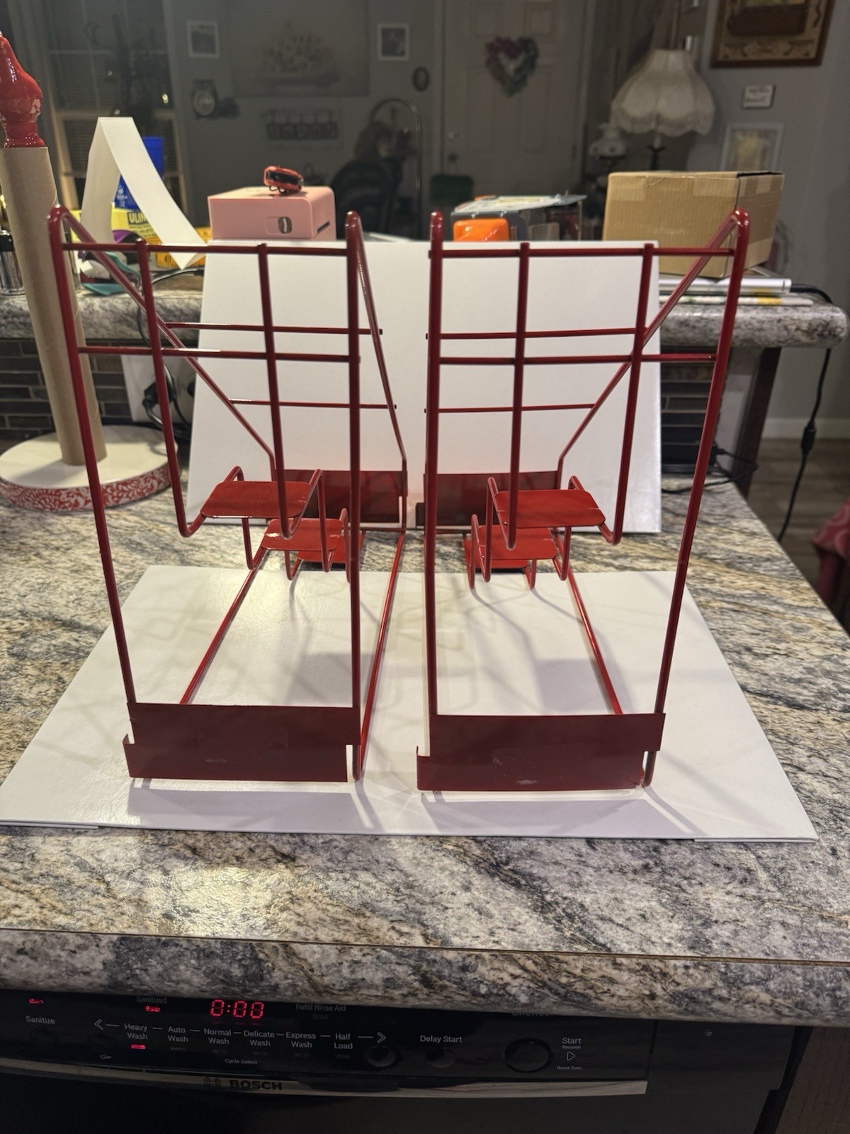 2 Slim Jim Metal Countertop Display Racks 3-Slot Red Snack Holders