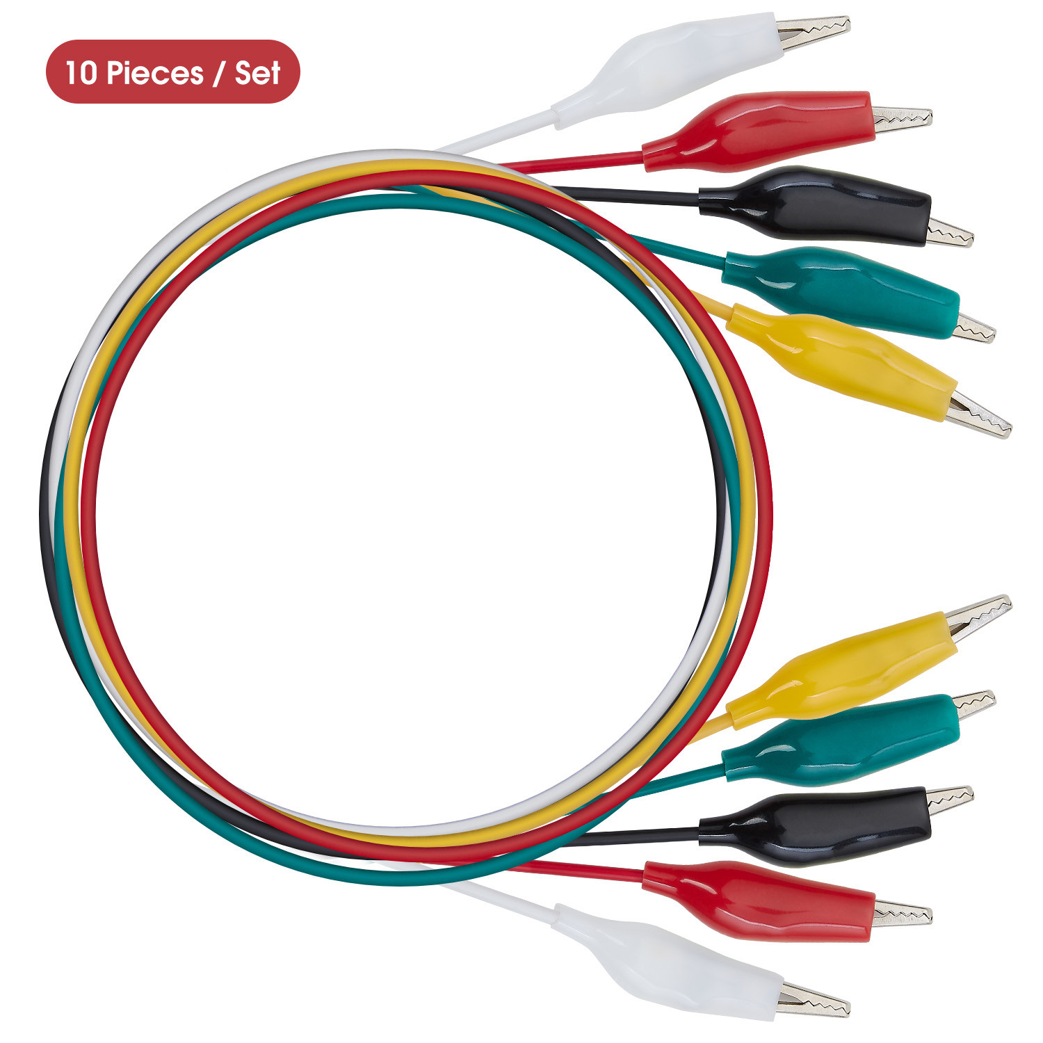 WGGE WG-026 20 Pieces and 5 Colors Test Lead Set & Alligator Clips,20.5 inches