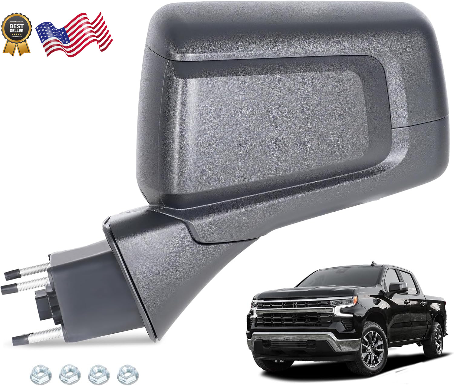 Side Mirror Compatible with 2019-2025 Chevy Silverado 1500/1500LTD WT View