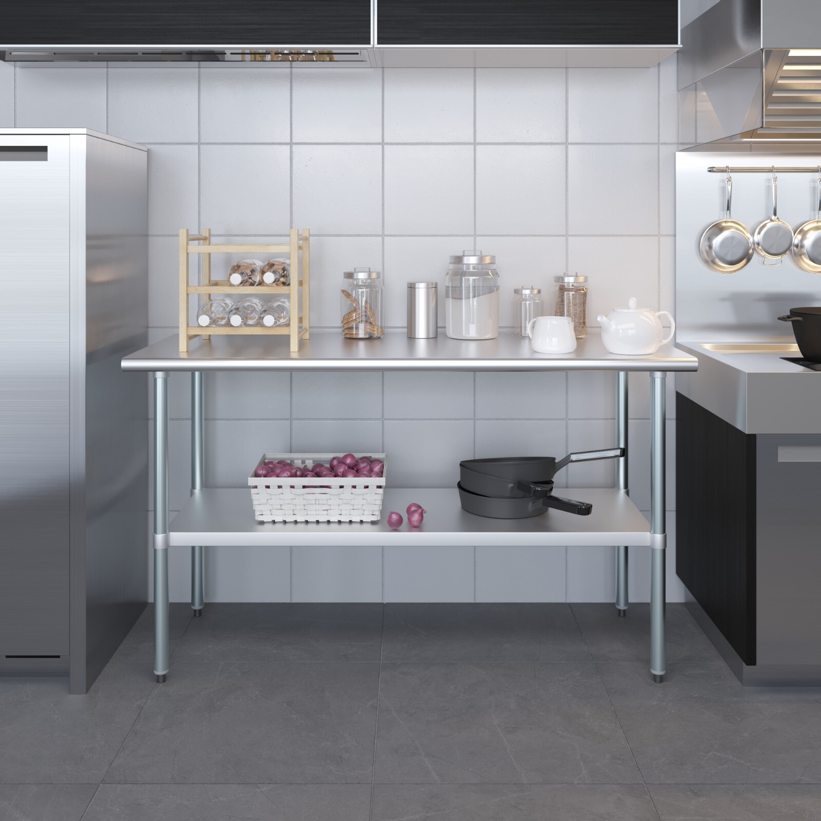 Stainless Steel Food Prep Work Table with Adjustable Undershelf 24”x60”