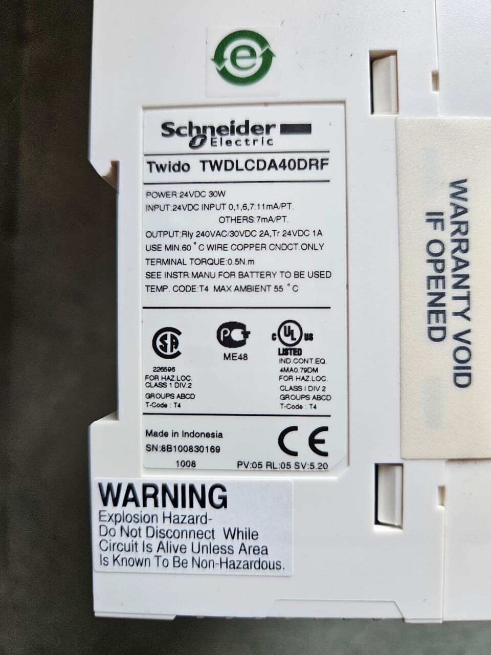 Schneider Electric Twido TWDLCDA40DRF Compact Base Controller PLC Module