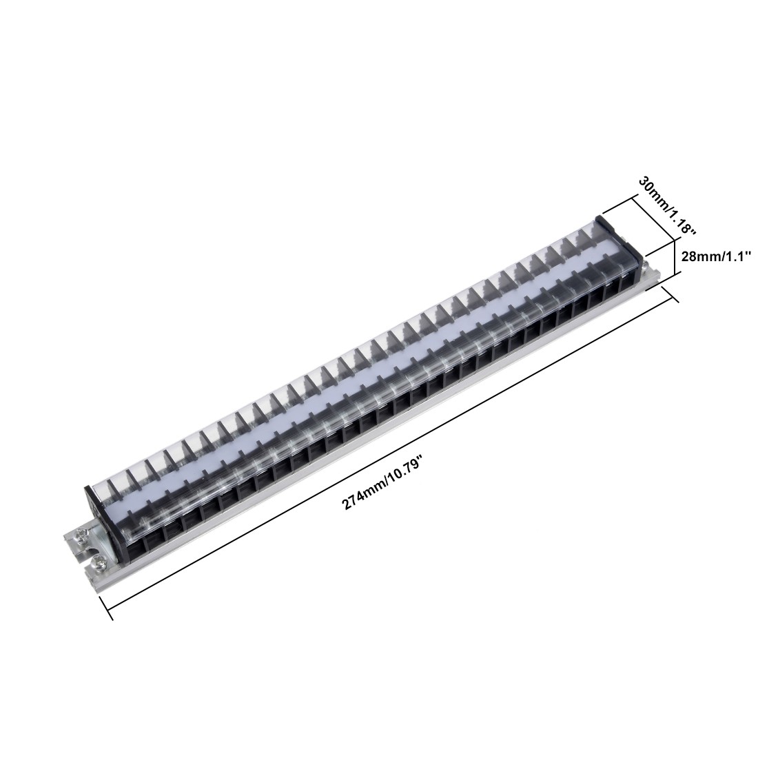 Barrier Terminal Strip Block 660V 15A Dual Row 30P DIN Rail Base Screw Connector