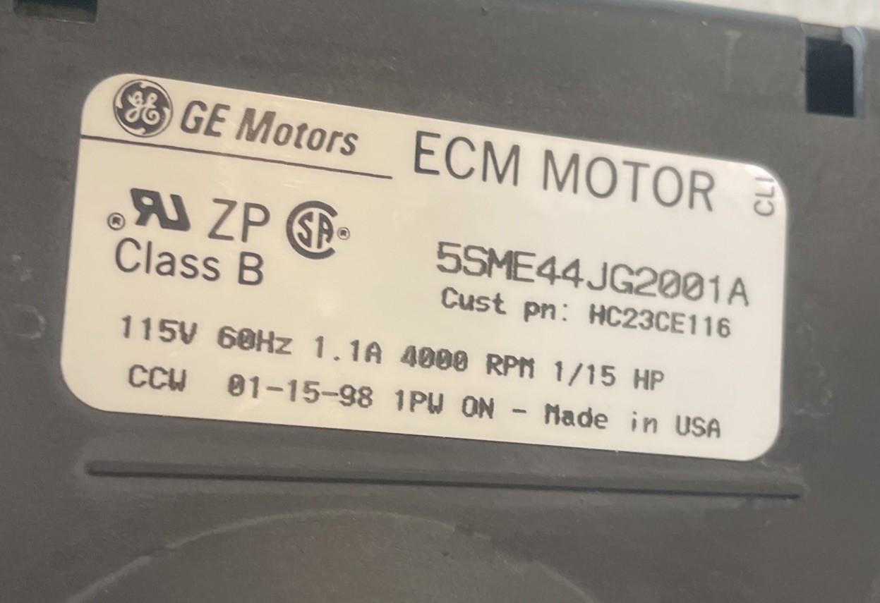 GE 5SME44JG2001A Draft Inducer Blower Motor 115V HC23CE116