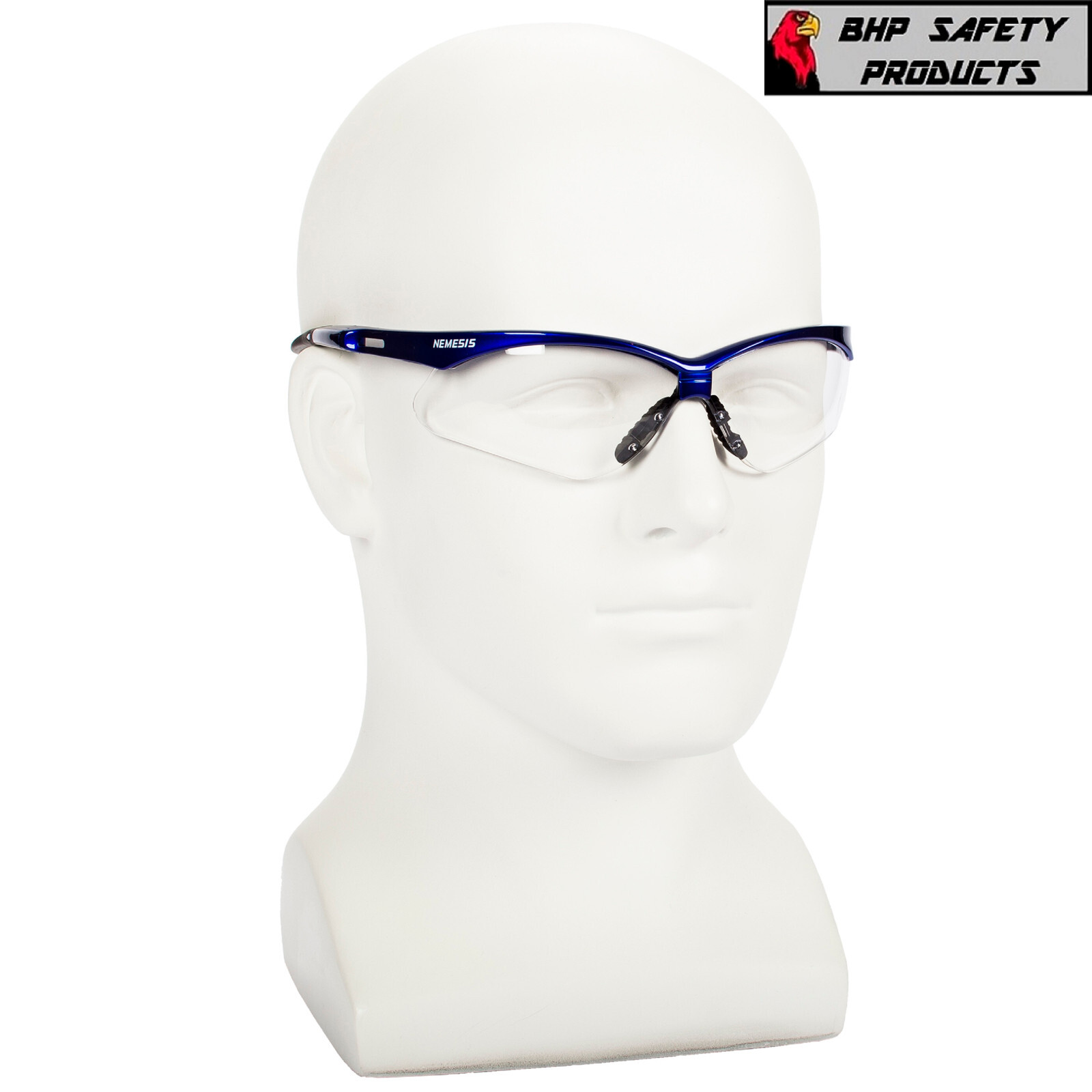 KLEENGUARD NEMESIS SAFETY GLASSES 47384 CLEAR ANTI-FOG LENS BLUE FRAME (1 PAIR)
