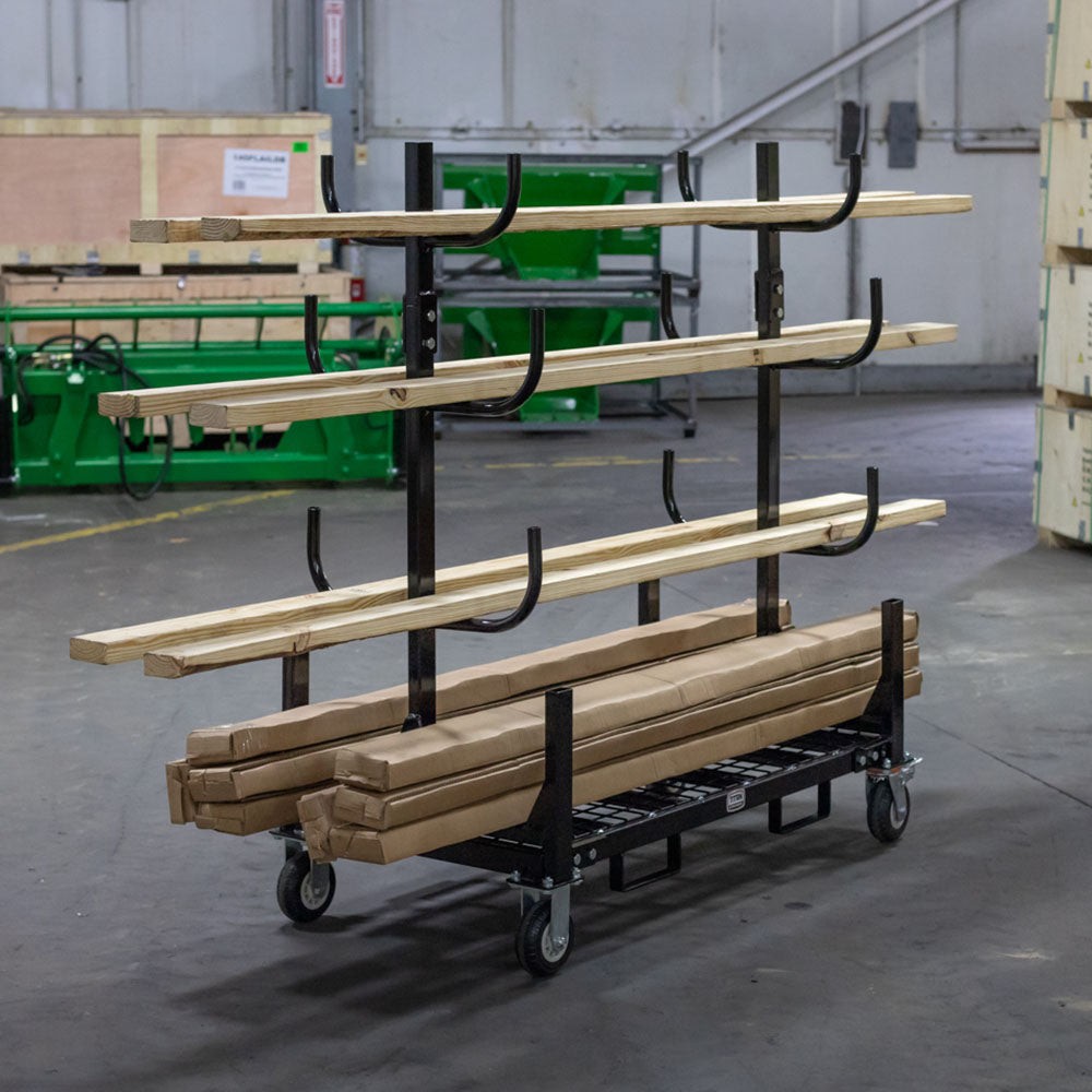 Titan Attachments Mobile Conduit Lumber and Pipe Rack with Eight Bins