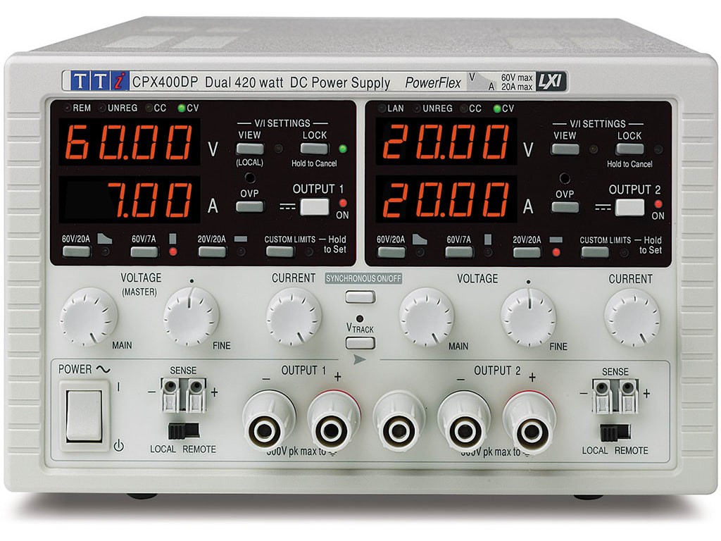 TTi CPX400DP – Dual output 840 watt PowerFlex PSU with USB, RS232, LAN