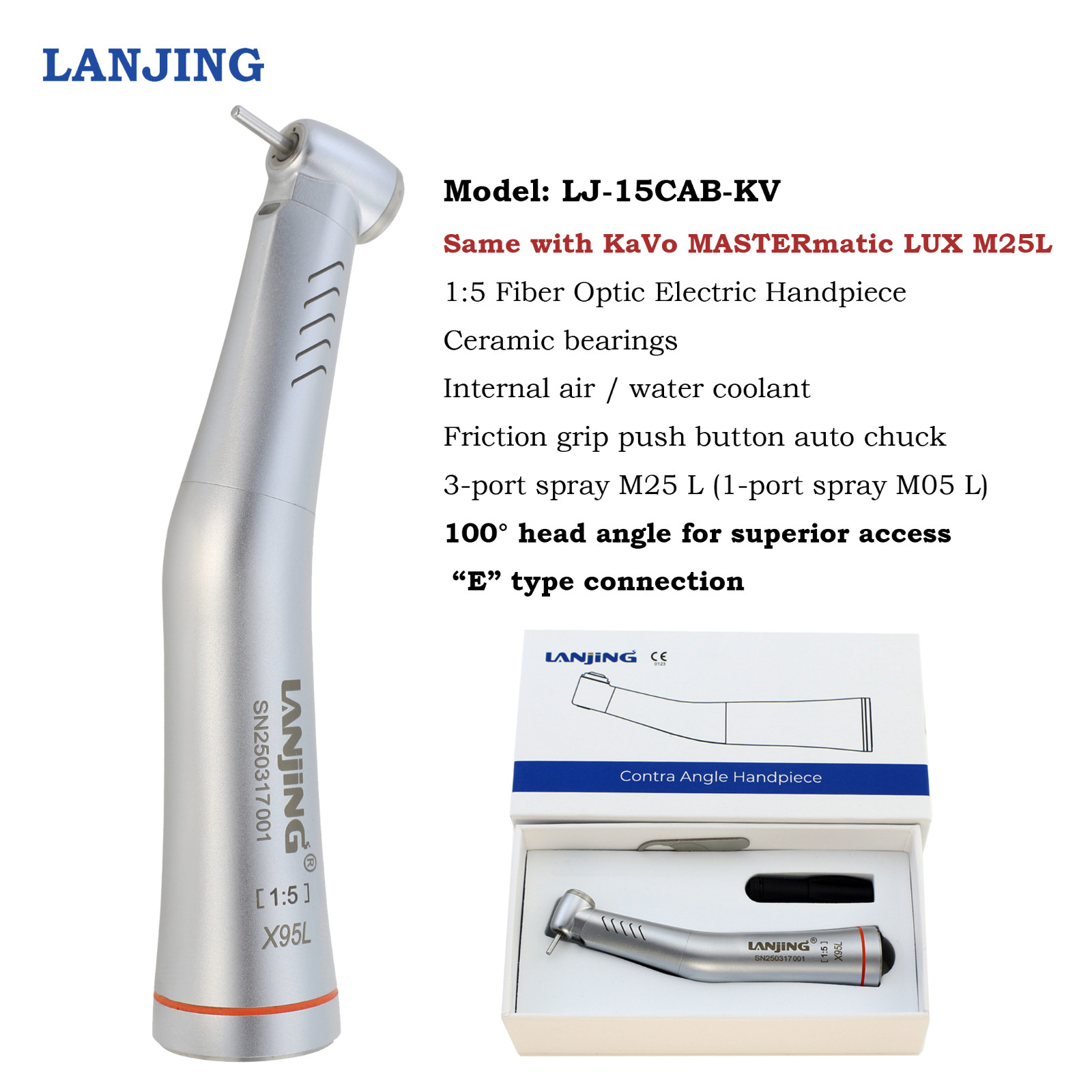 LANJING KaVo MASTERmatic LUX M25L Electric Handpiece 1:5 High Speed Contra Angle