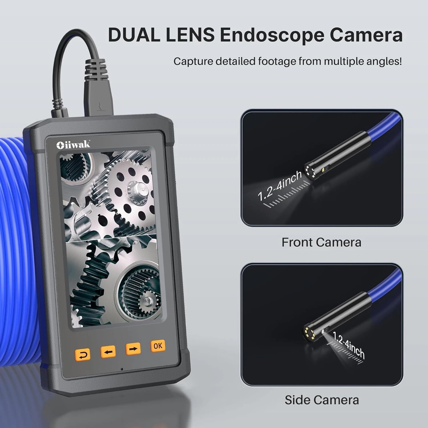 Industrial Endoscope Borescope LCD 4.3in Inspection Snake 1080P HD Video Camera
