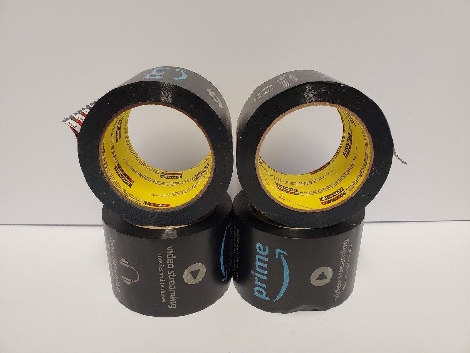 LOT OF 4 Scotch 3M AMAZON PRIME PACKING TAPE 3 Inch x 165 FT SELF ADHESIVE NEW