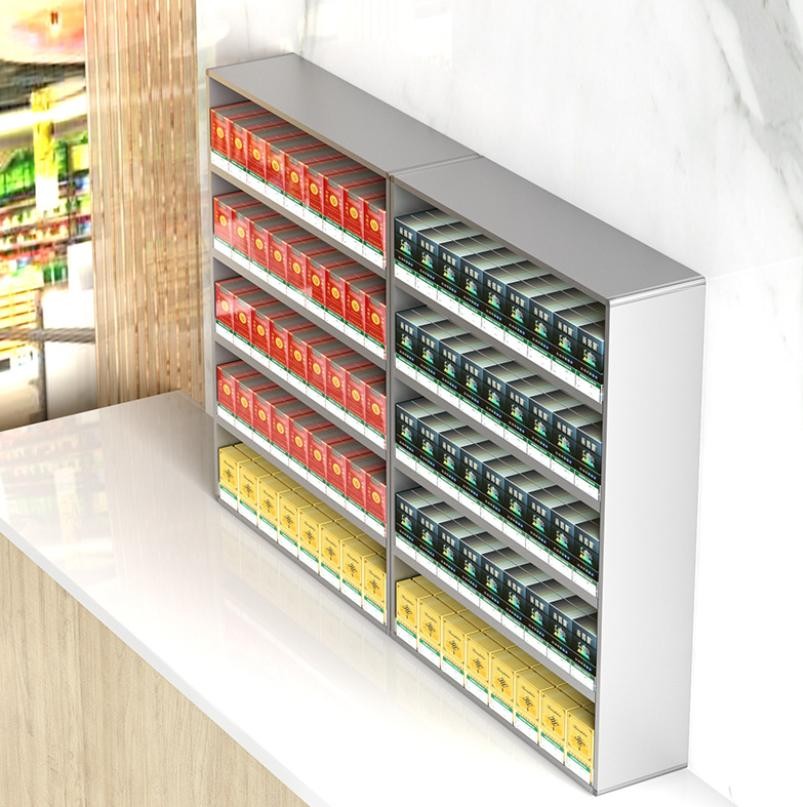 Cigarette Retail Showcase Rack Aluminium Cigarette Display Cabinet for 360 Packs