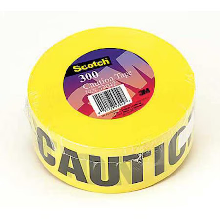 Barricade Tape, Polyethylene, No Pattern, Yellow, 3 In W., 300 Ft. L., 2 Mil