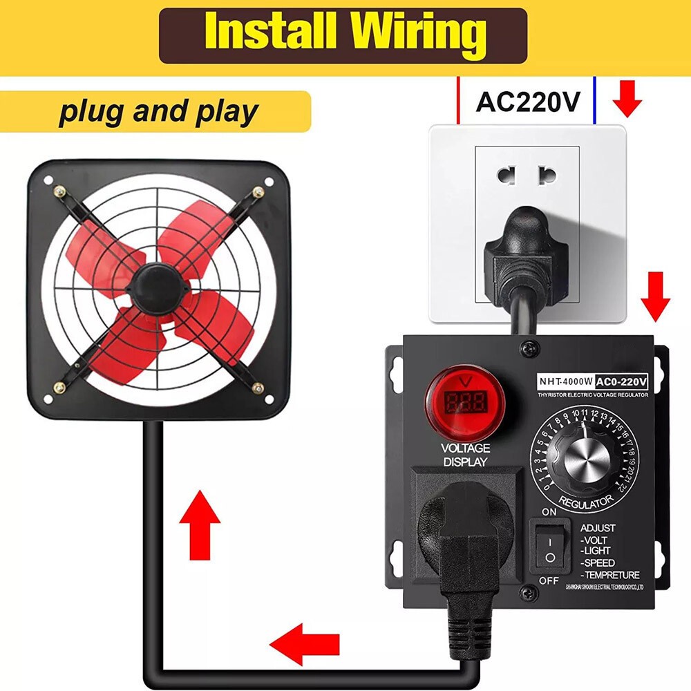 Electric Motor Variable Speed Controller – 120V~220V 15A 4000W AC Motor Speed US