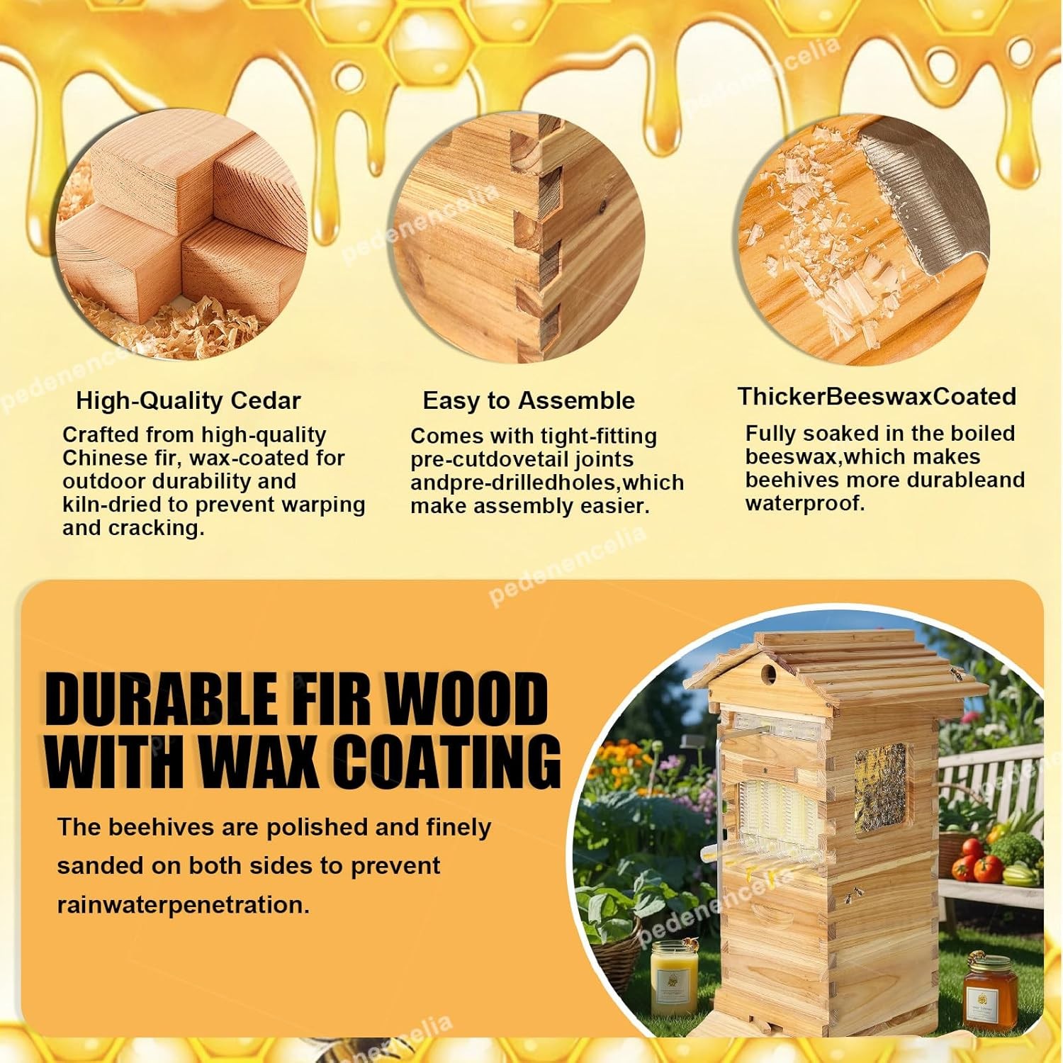 2-in-1 Auto Seedding Beehive Starter Kit Wooden Auto Honey Hive + 7 Auto Frames