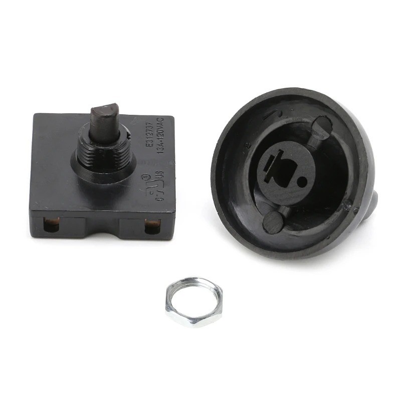 Black Fan Rotary Switch 4 Position 3 Speed Selector Switch Governor with Button