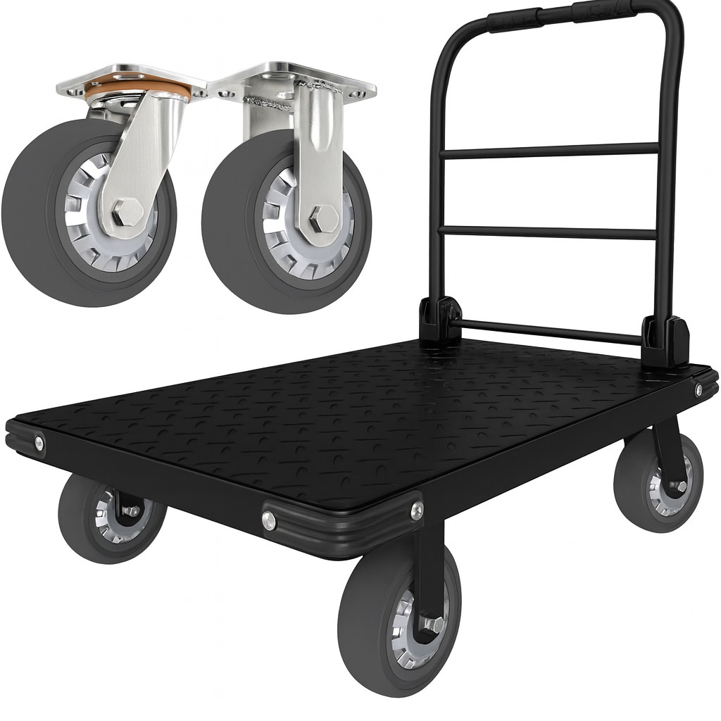 Heavy Duty Folding Dolly Cart Hand Truck 2000 lb Utility Trolley Black Silver