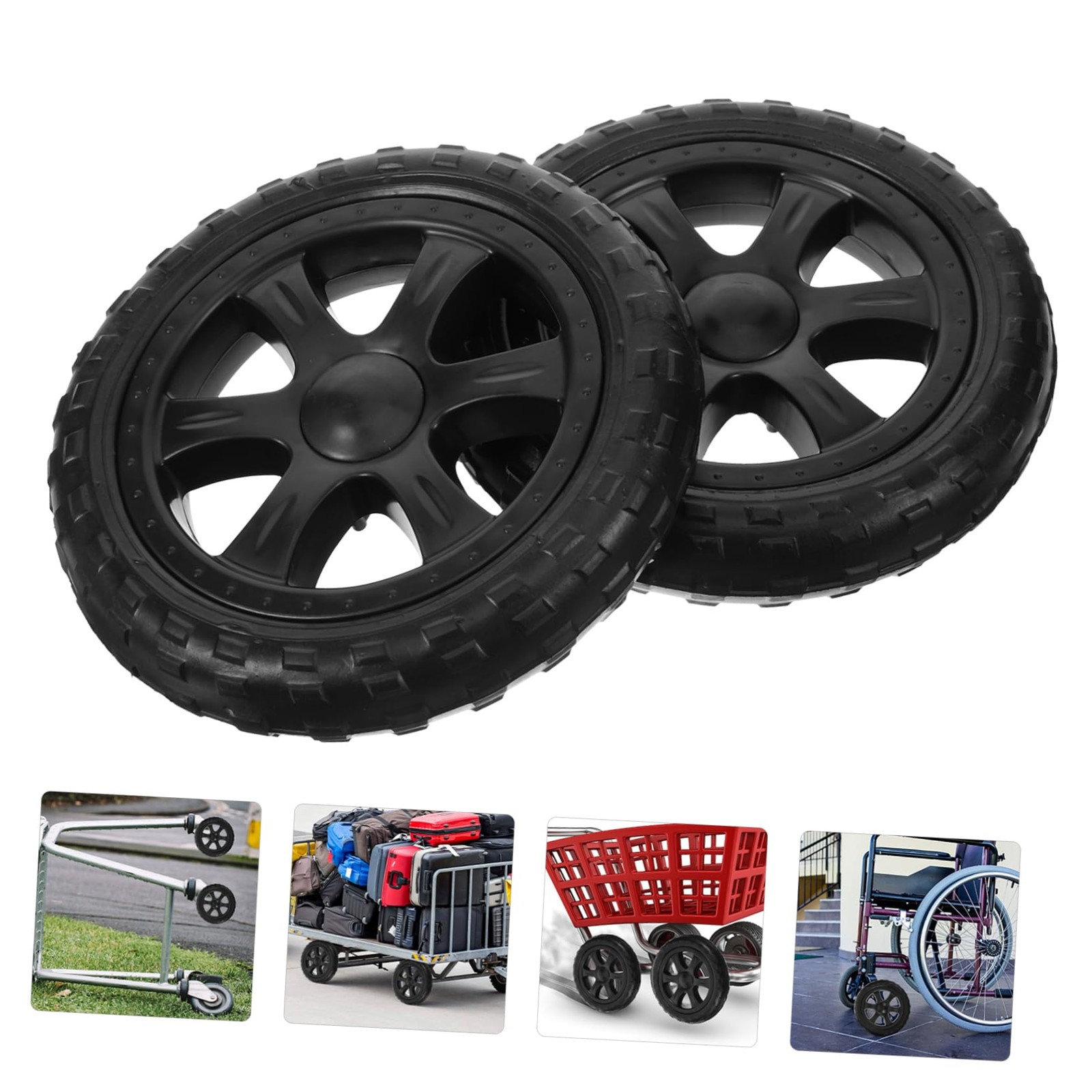 Replacement Grocery Shopping Cart Wheels 6.69×6.69×1.37 In Folding 2 PCS