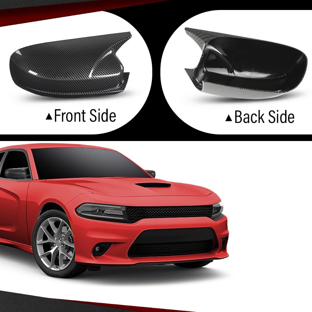 Side Mirror Covers Shell Cap Left Right for Dodge Charger SRT 2015-2023