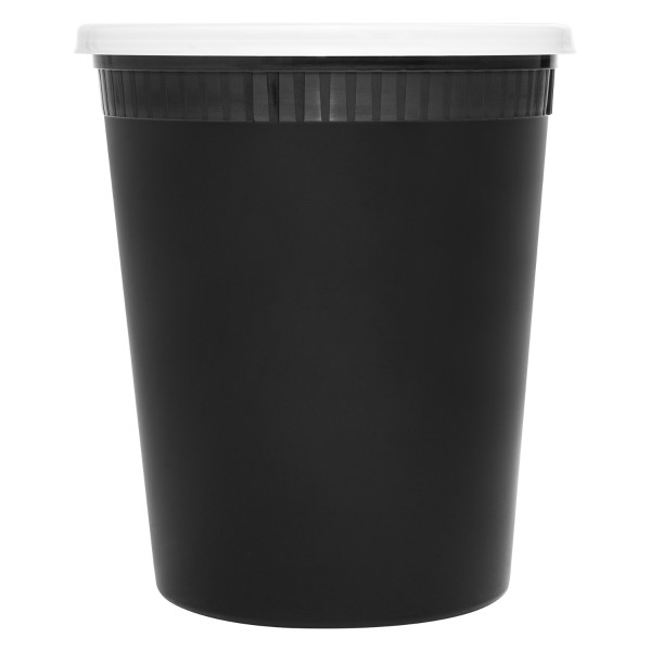 Karat 32 oz Black PP Injection Molded Round Deli Containers with Lids – 240 Set