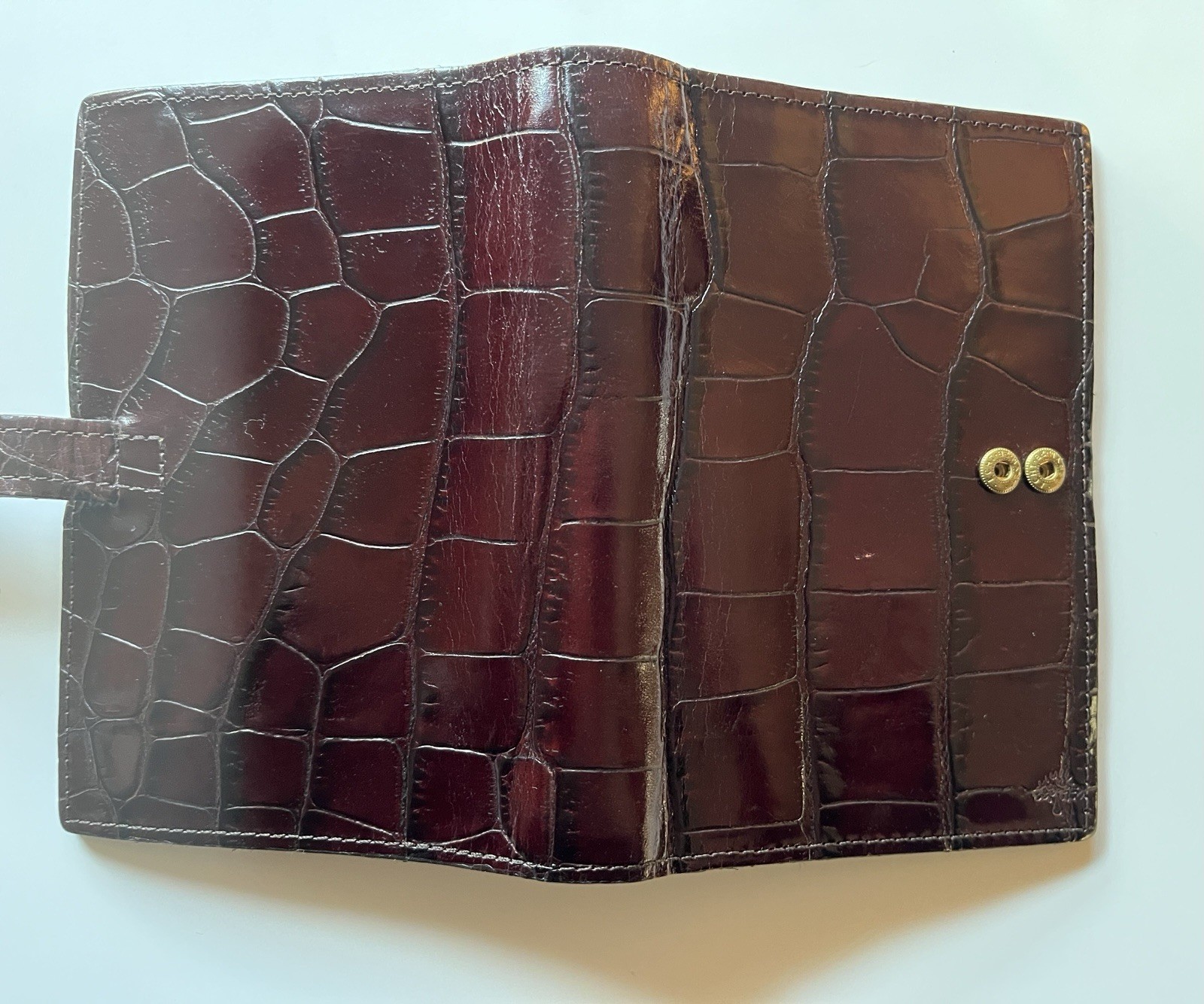 Vintage Mulberry Agenda Planner Mahogany Brown Croc/ Filofax Pocket Size/Krause