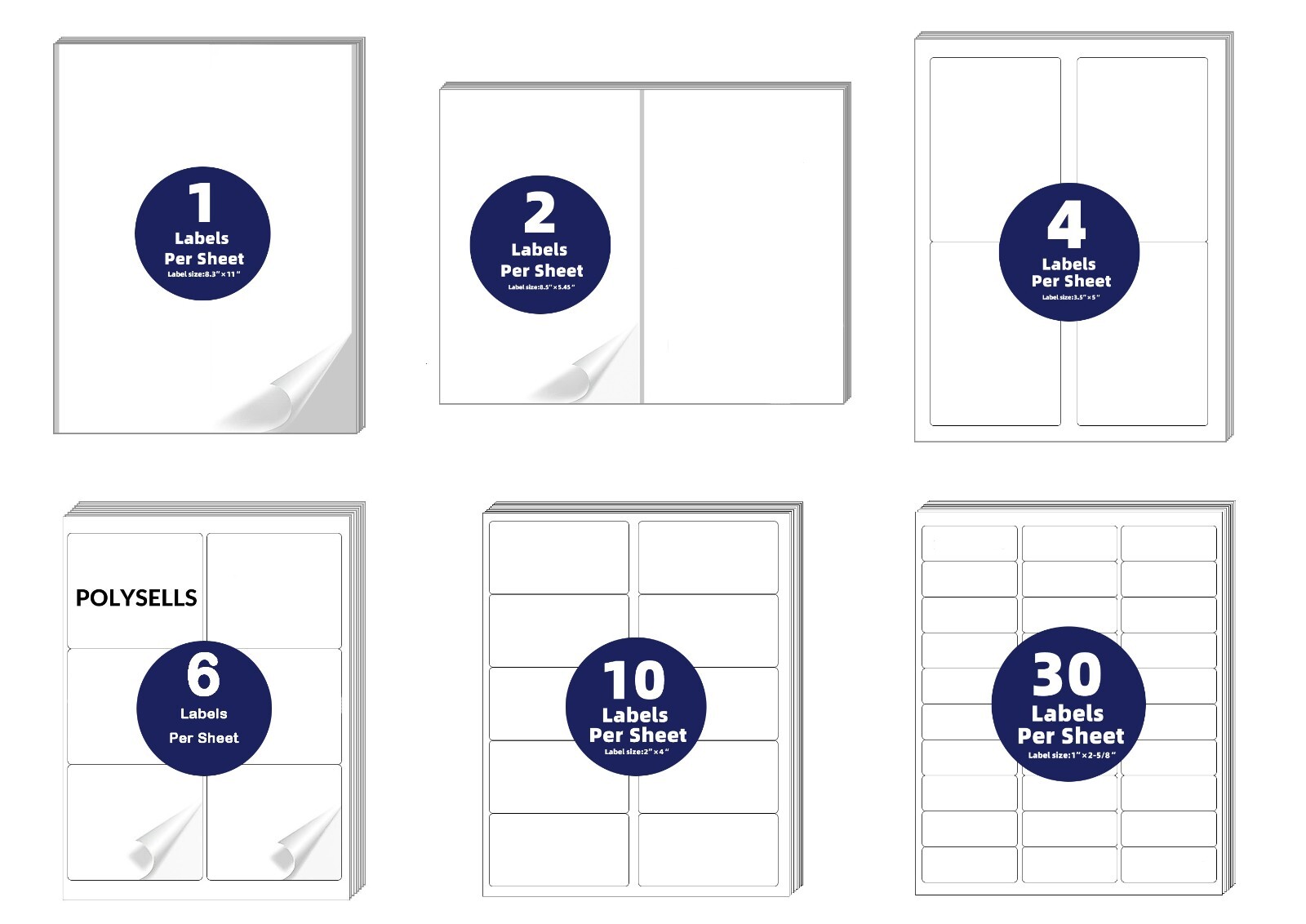 Address Shipping Labels Blank for Laser & Inkjet Any Size 1UP 2UP 6UP 10UP 30UP