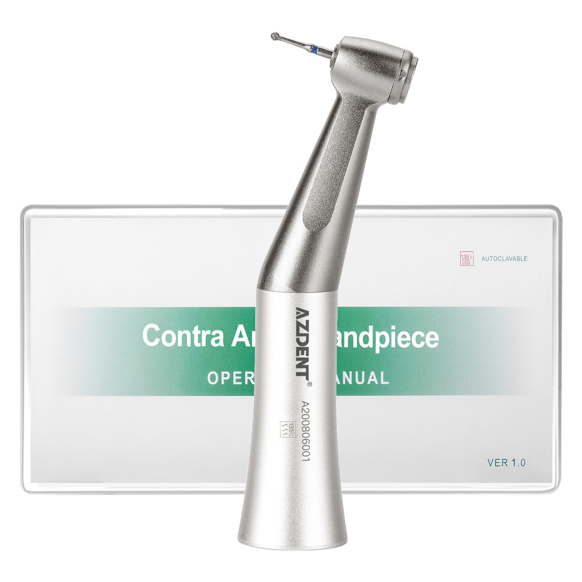 AZDENT Dental Slow Speed Contra Angle Handpiece Push Button For FG 1.6mm Burs