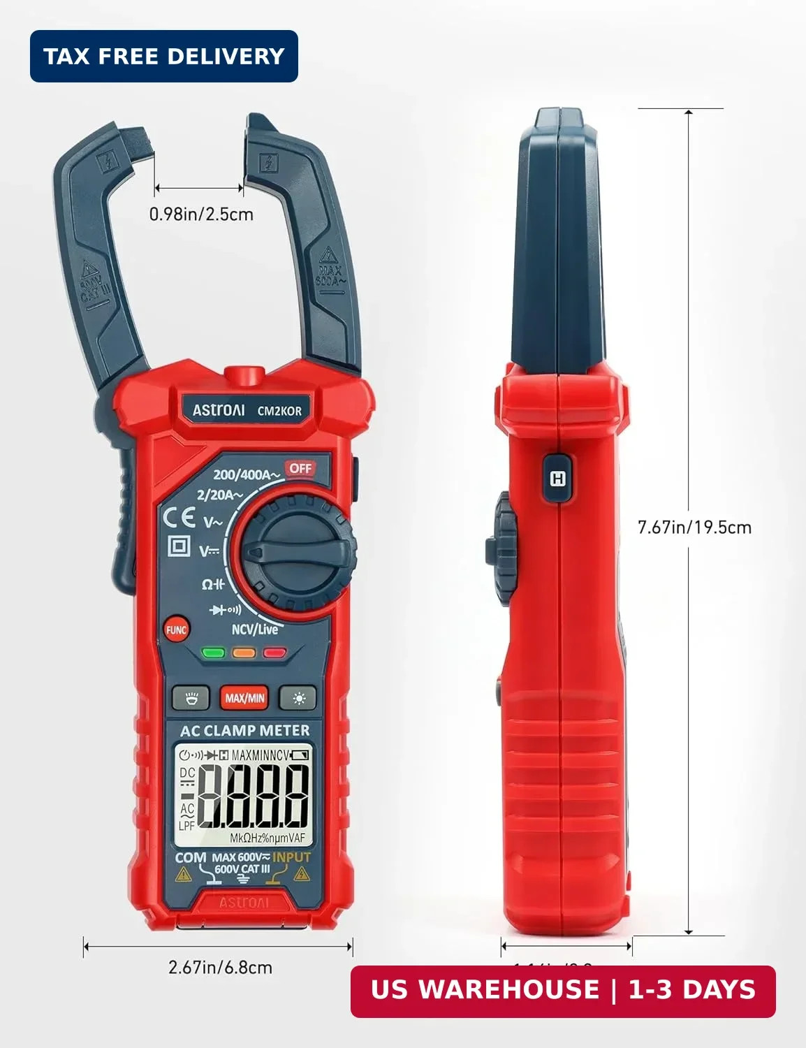 Digital Clamp Meter Multimeter 2000 Counts Amp Voltage Tester Auto-rangi