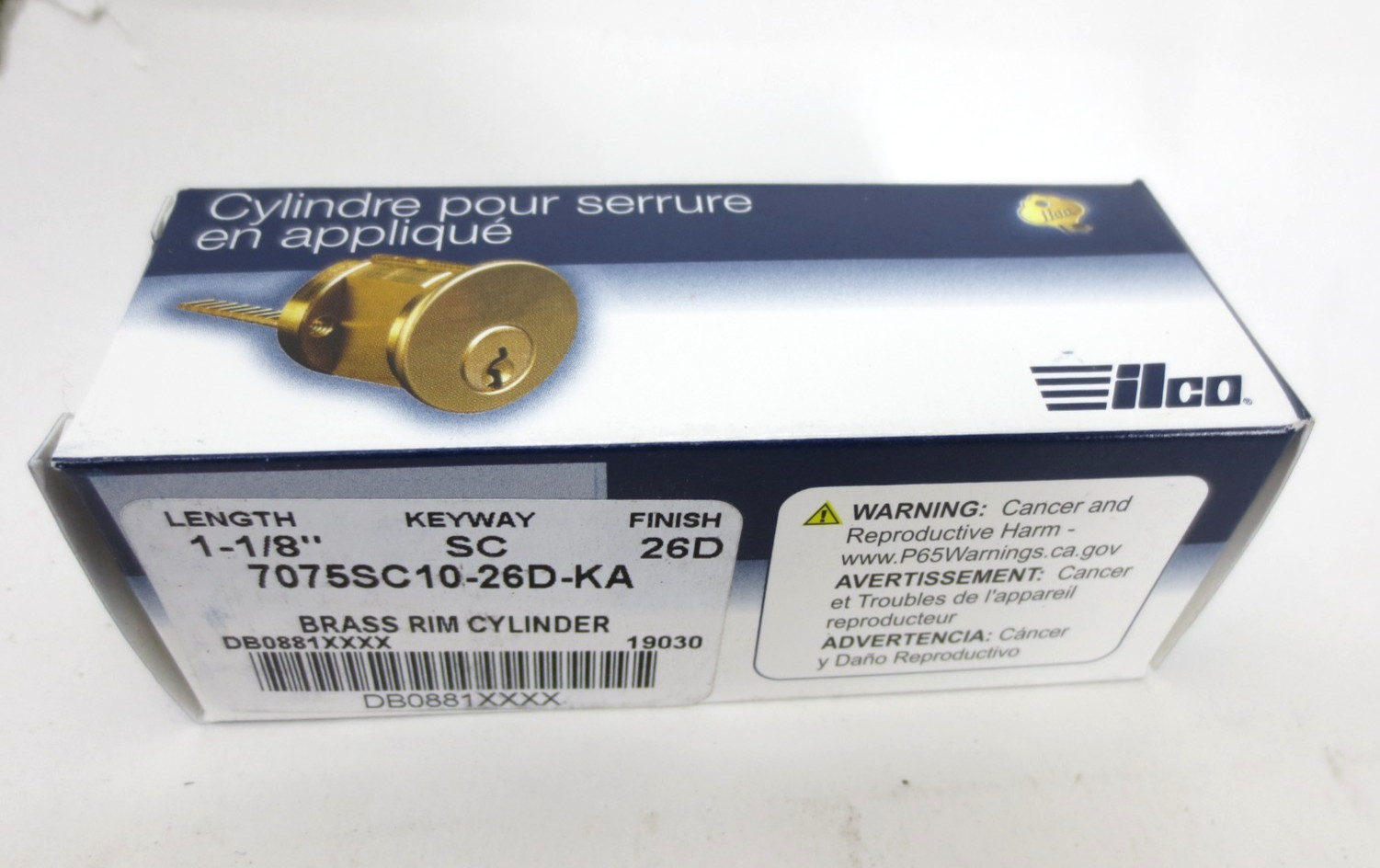 Ilco 7075SC10-26D-KA Lockset Cylinder, Satin Chrome, Keyway SC, 1-1/8″