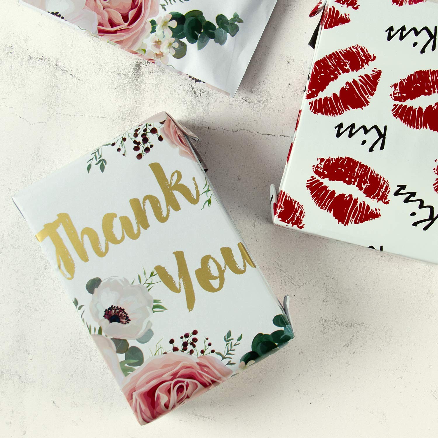 6×9 inches Poly Mailers Bags Thank You Notes Flowers Surrounded White Poly Ma…