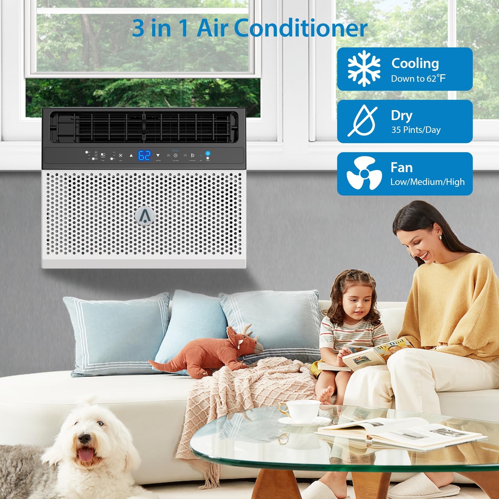 Garvee 6000BTU U-Shaped Window Air Conditioner Quiet Energy Efficient Remote