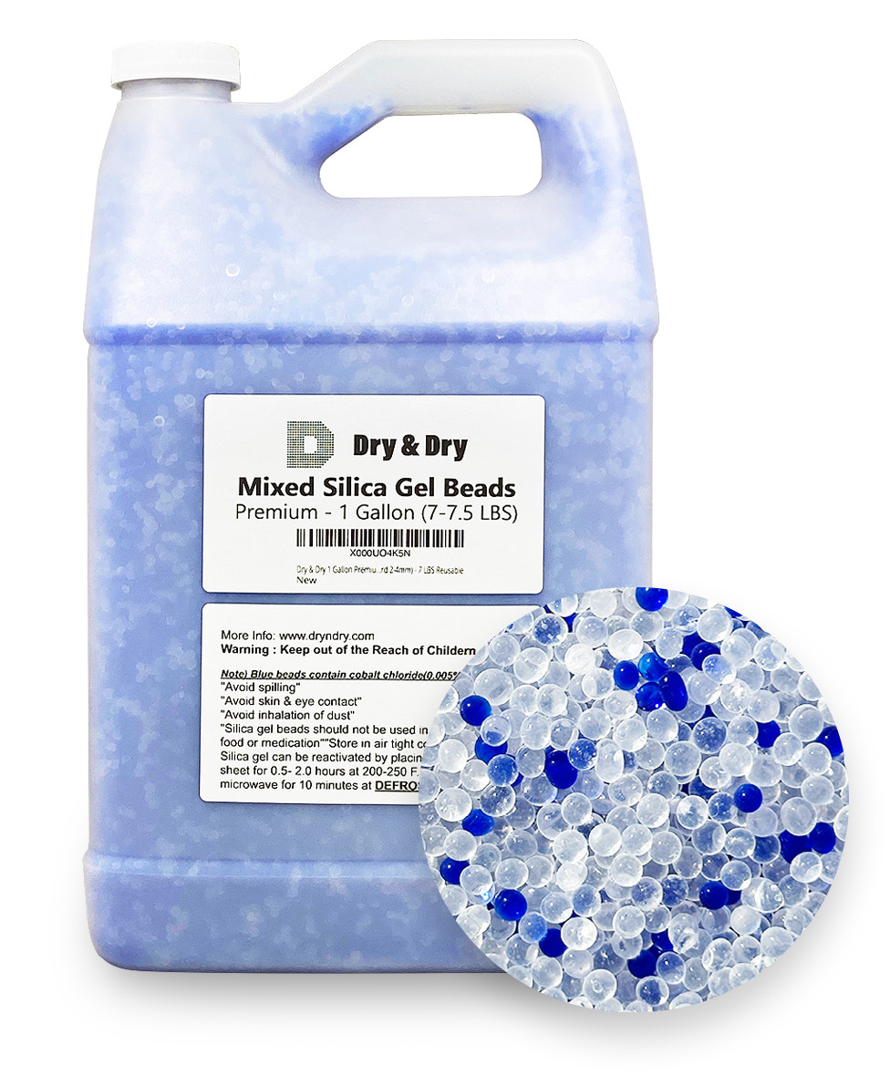 1 Gallon (7 LBS) “Dry & Dry” High Quality Mixed Silica Gel Desiccant Beads
