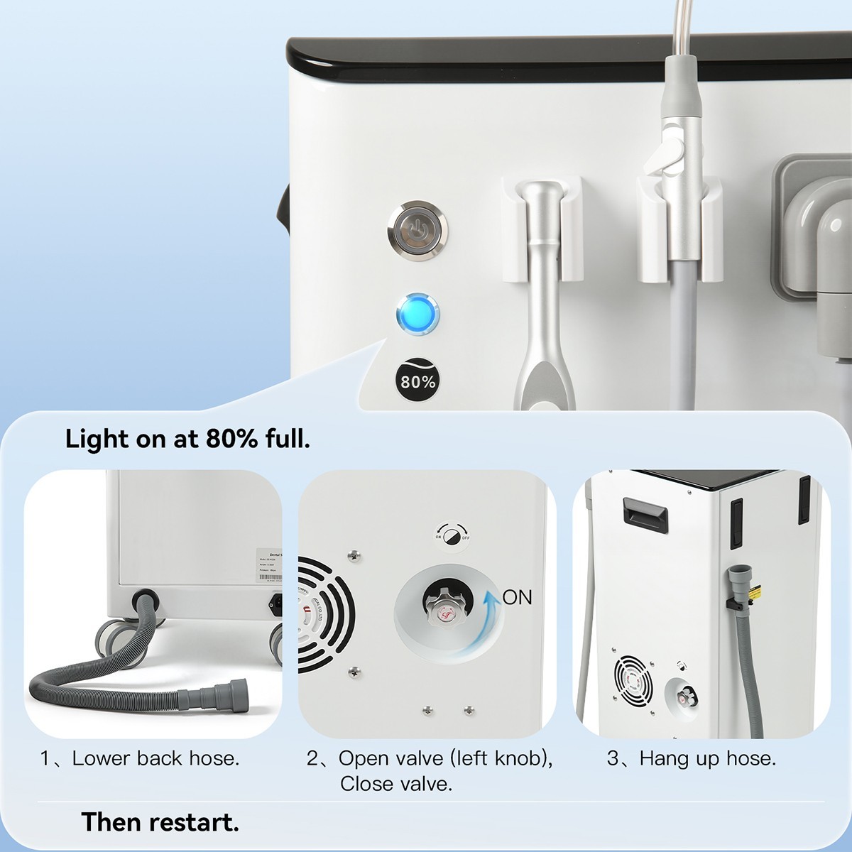 Portable Dental Mobile Suction Unit System Negative Pressure Pump High Volume
