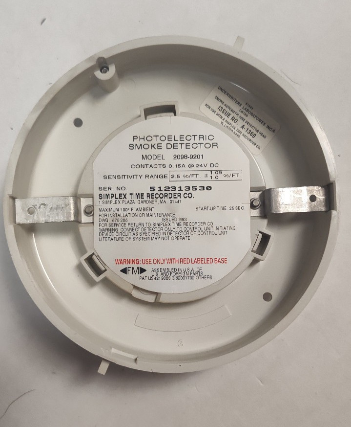 SIMPLEX 2098-9201 PHOTO ELECTRIC SMOKE DETECTOR FREE SHIPPING !!!
