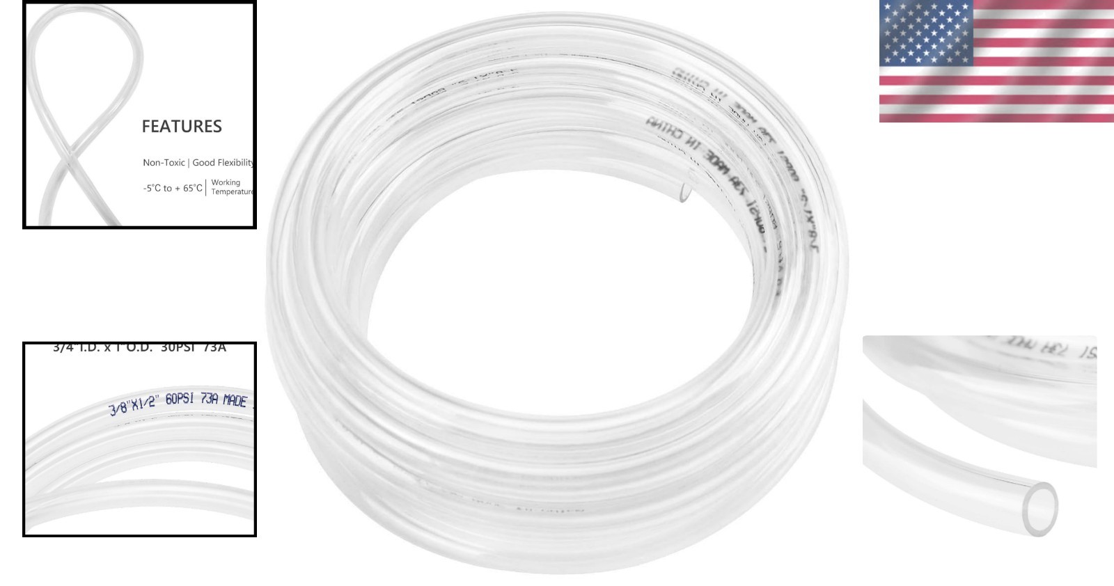 Flexible 5ft Vinyl Hose 3/4″ ID – Durable UV & Chemical Resistant Tubing