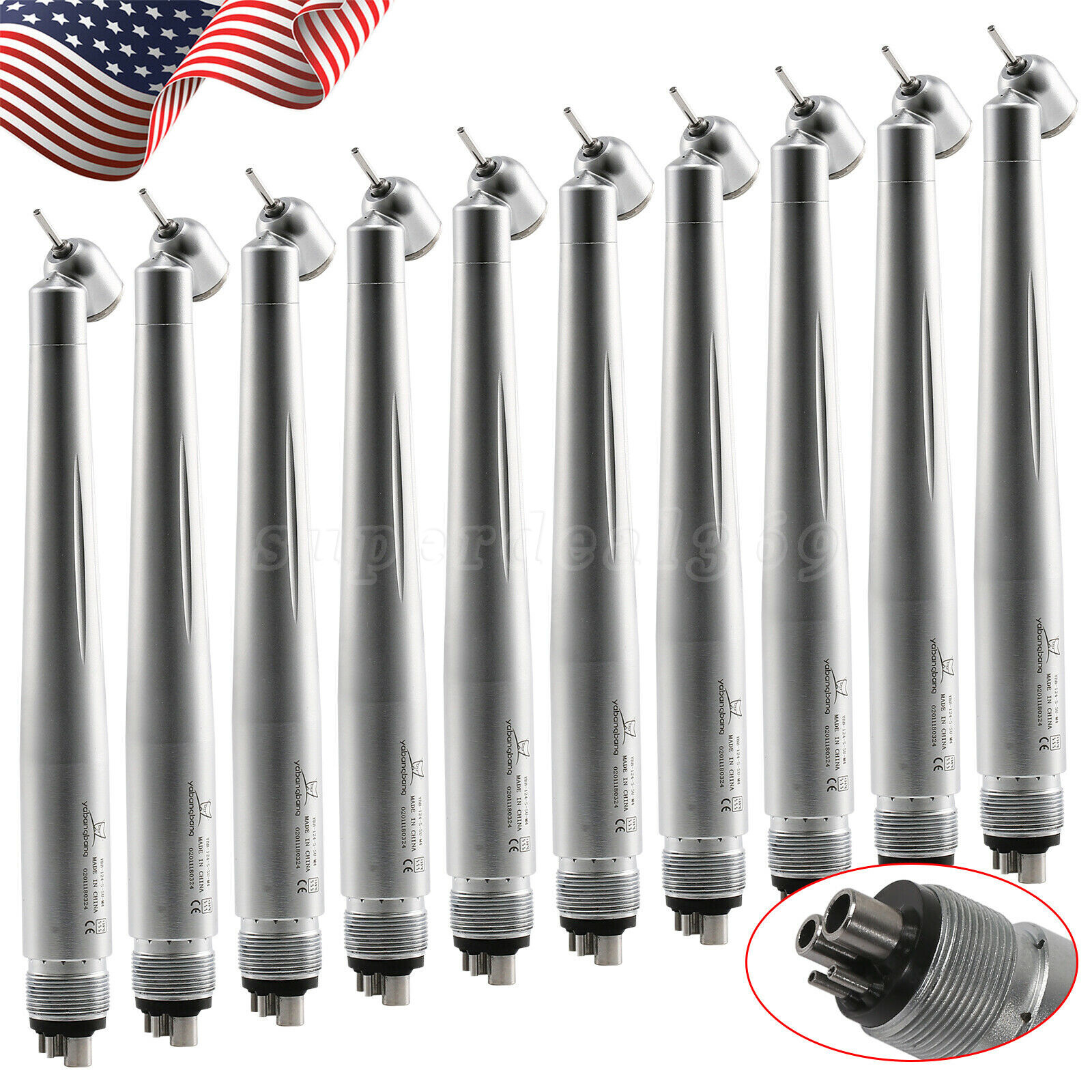 Dental 45° Degree Surgical High Speed Handpiece Push Button turbine 4Hole Dr