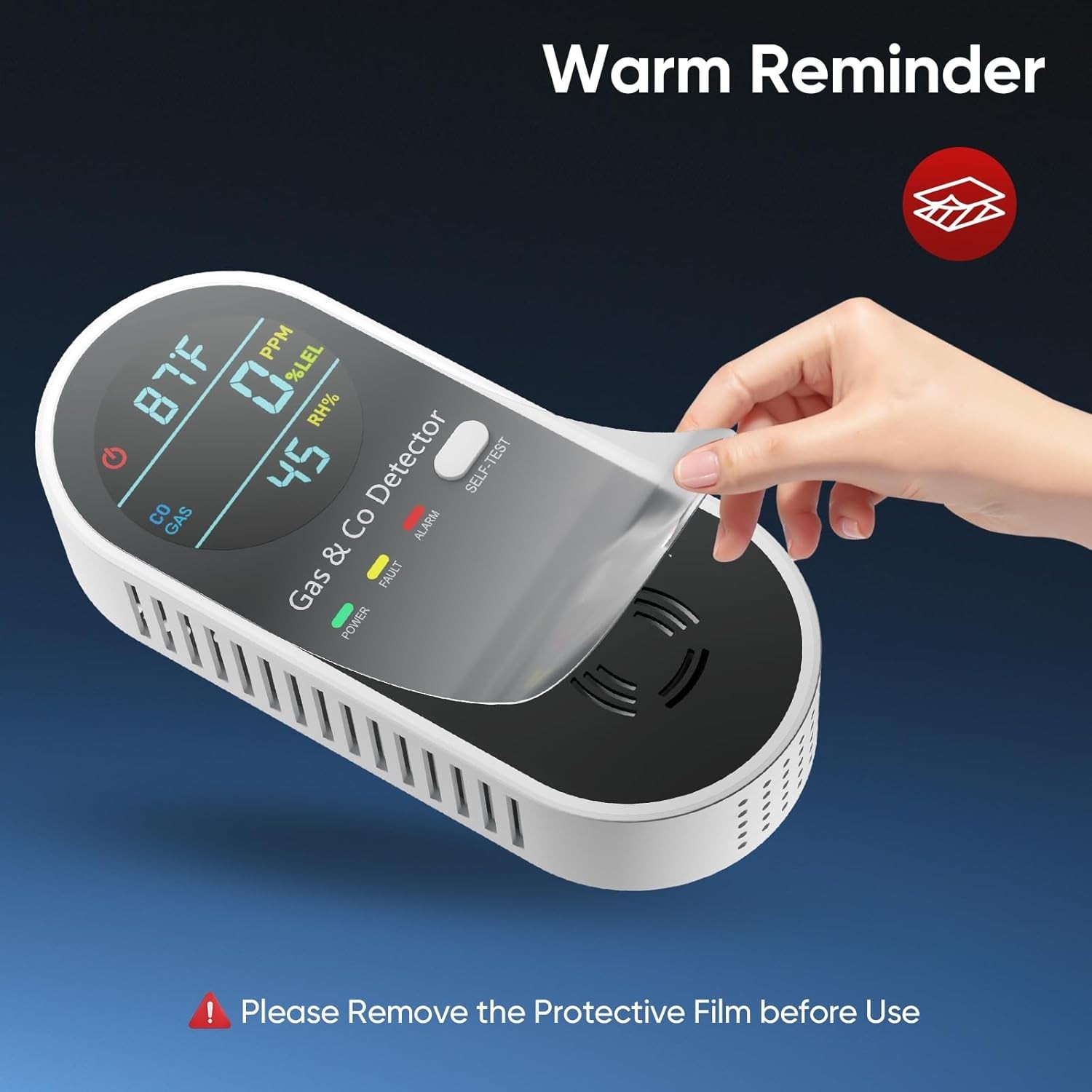 4PCS 4-IN-1 NATURAL GAS LEAK DETECTOR & CARBON MONOXIDE DETECTORS W/ TEMPERATURE