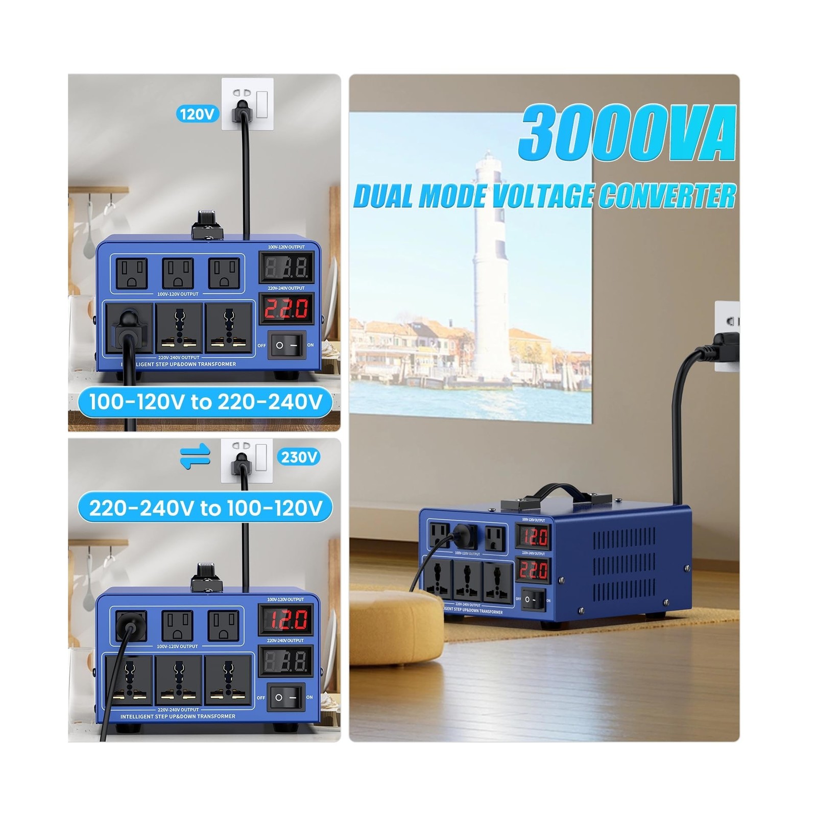3000 watt Voltage Conversion Transformer Heavy-Duty Step-up/Step-Down AC 110V…