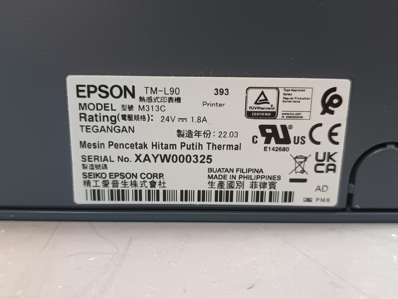 Epson TM-L90 M313C Thermal USB Receipt Printer