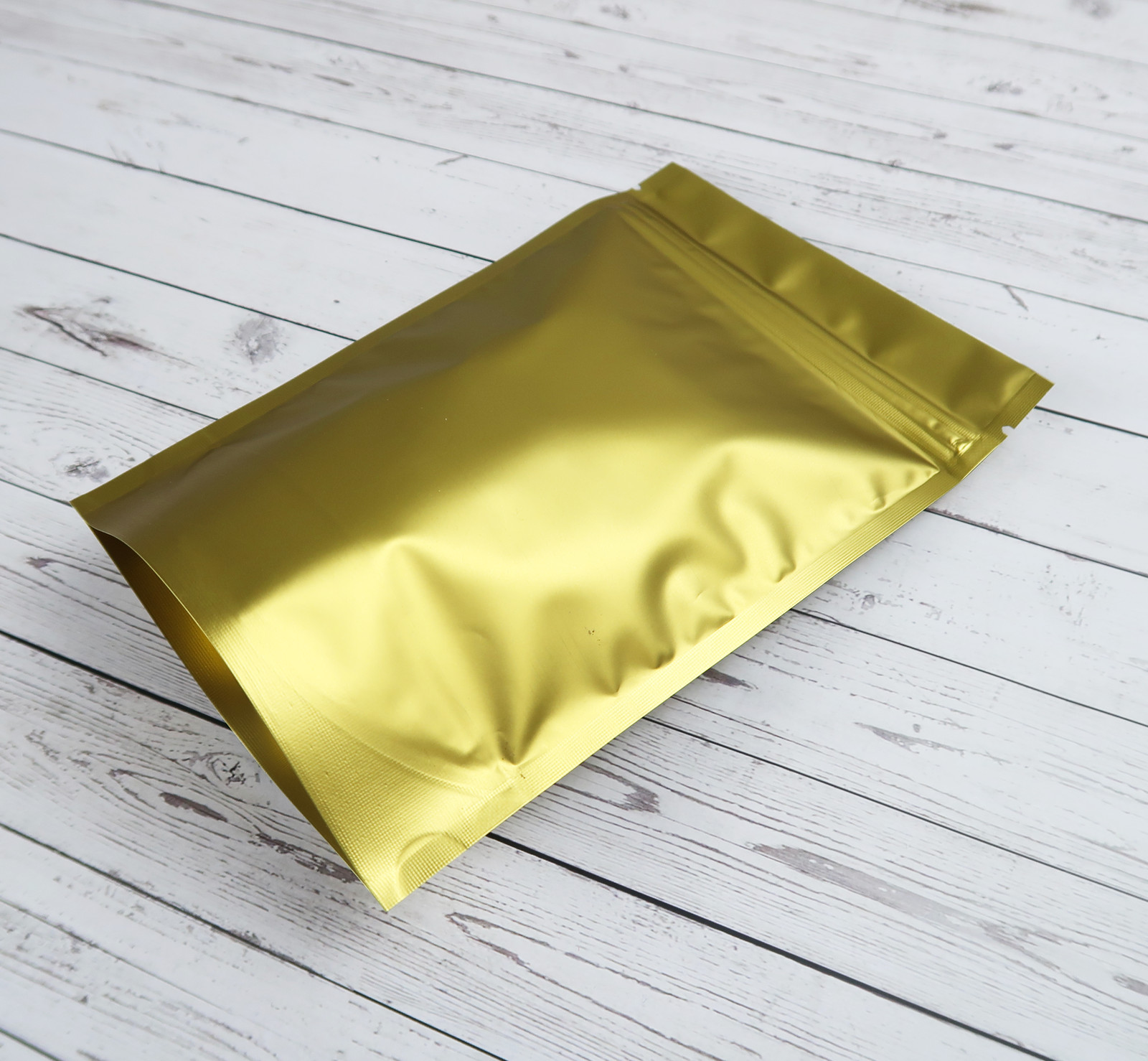 Variety of Sizes for 100pcs Matte Gold Metallized Foil Stand-Up Zipper Bags