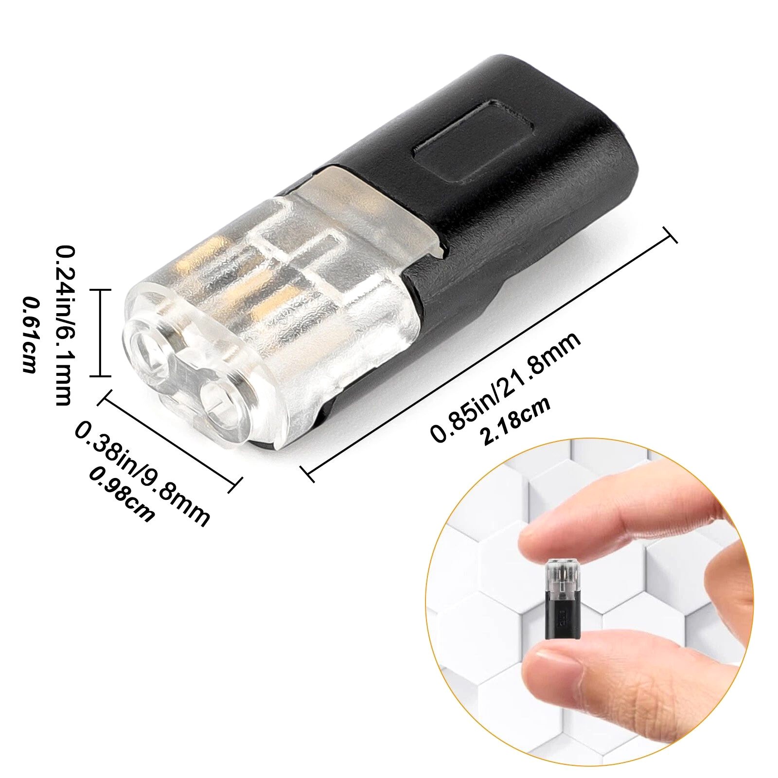 50pcs Black Polycarbonate Cable Connectors Plug in Type for 18-22 AWG with Lock