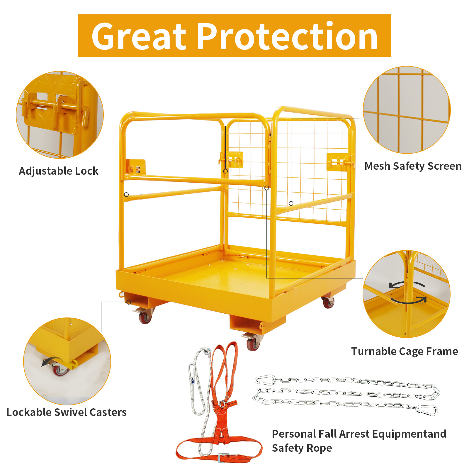 36x36in Forklift Safety Cage1200lbs Work Platform,Aerial Basket,Safety Cage Bask