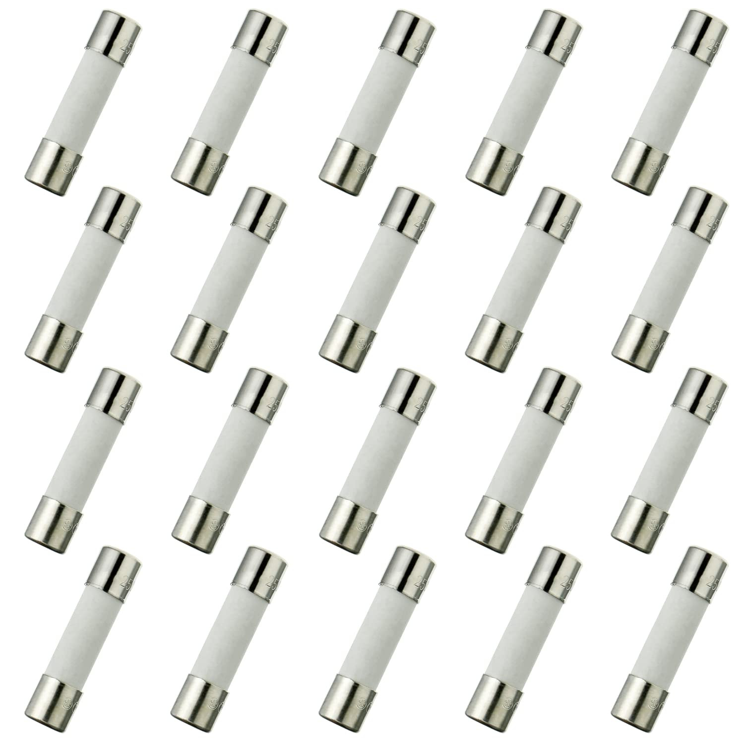 F6.3AL250V 5X20Mm 6.3A 250V Fast-Blow Ceramic Fuses 6.3 Amp 250 Volt